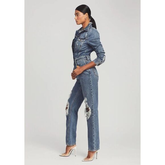 NWT Retrofete Cora Denim Jumpsuit XS - Picture 5 of 16